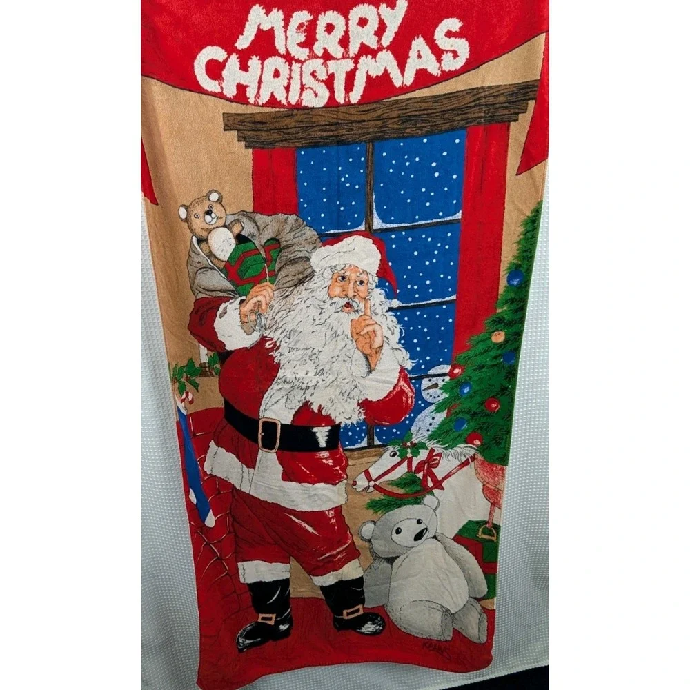 Vintage Maiden Sunshine Merry Christmas Santa Beach Towel 61 x 32 inches